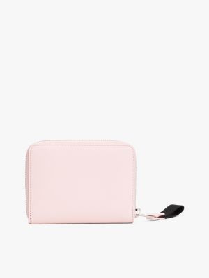 pink logo plaque zip-around wallet for women tommy jeans