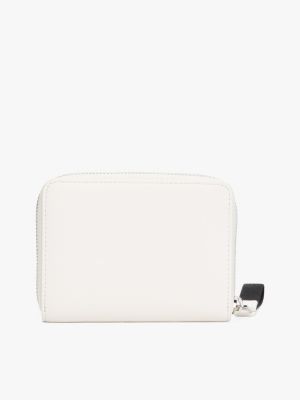 white logo plaque zip-around wallet for women tommy jeans