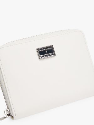 white logo plaque zip-around wallet for women tommy jeans