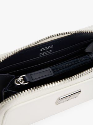 portafogli con zip e placchetta iconica bianco da donne tommy jeans