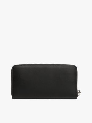 portafogli con placchetta iconica e zip black da donne tommy jeans