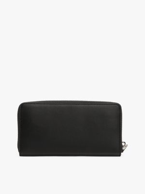 black logo plaque zip-around wallet for women tommy jeans