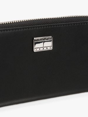 black logo plaque zip-around wallet for women tommy jeans