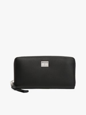 black logo plaque zip-around wallet for women tommy jeans