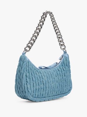 blau iconic denim-schultertasche für damen - tommy jeans