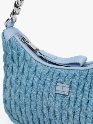 sac bandoulière iconic en denim bleu pour femmes tommy jeans