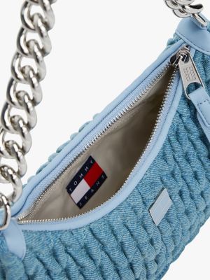 sac bandoulière iconic en denim bleu pour femmes tommy jeans