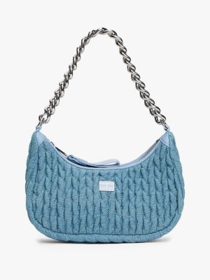 sac bandoulière iconic en denim bleu pour femmes tommy jeans