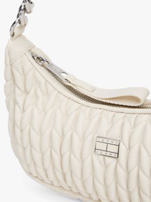 weiß iconic gesteppte schultertasche für damen - tommy jeans