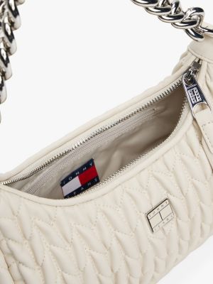 weiß iconic gesteppte schultertasche für damen - tommy jeans