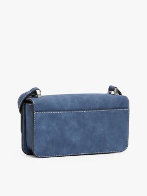 blue logo plaque flap crossbody bag for women tommy jeans