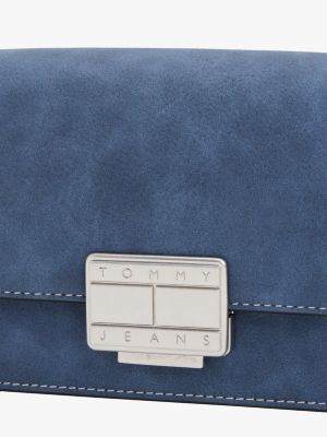 petit sac bandoulière à rabat et logo bleu pour femmes tommy jeans