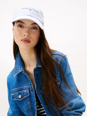 blue logo embroidery baseball cap for women tommy jeans