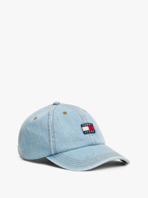 blau heritage baseball-cap aus denim für damen - tommy jeans