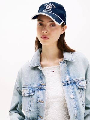 casquette de baseball à blason bleu pour femmes tommy jeans