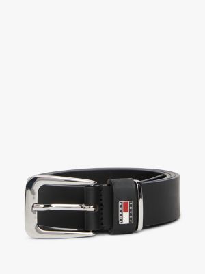 ceinture heritage en cuir noir pour femmes tommy jeans