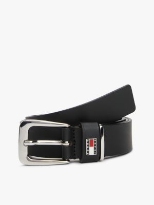 black heritage leren riem voor dames - tommy jeans