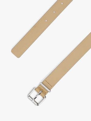 brown debossed logo leather belt for women tommy jeans