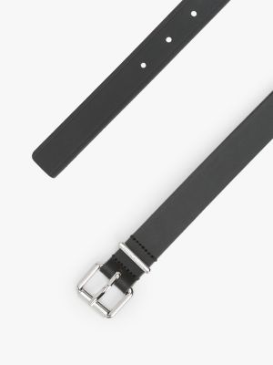 black debossed logo leather belt for women tommy jeans