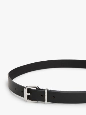 black debossed logo leather belt for women tommy jeans