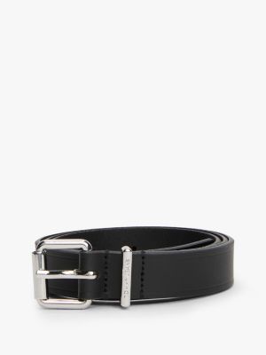 black debossed logo leather belt for women tommy jeans