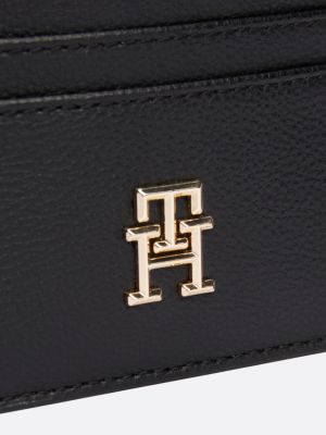 black th soft credit card holder for women tommy hilfiger