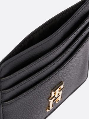 black th soft credit card holder for women tommy hilfiger