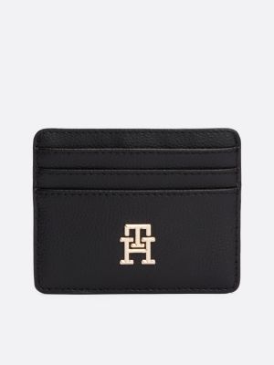 black th soft credit card holder for women tommy hilfiger