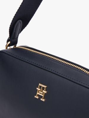 blau crossbody-tasche mit th-monogramm für damen - tommy hilfiger