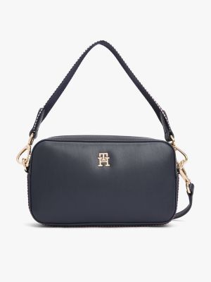 blau crossbody-tasche mit th-monogramm für damen - tommy hilfiger