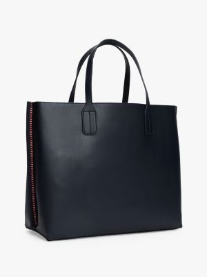 sac à bordure emblématique et monogramme th bleu pour femmes tommy hilfiger