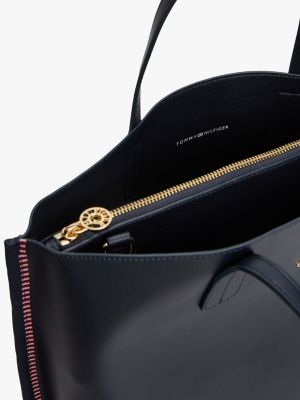 sac à bordure emblématique et monogramme th bleu pour femmes tommy hilfiger