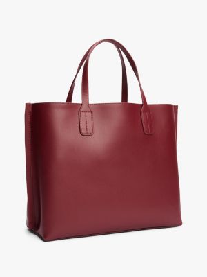 rot satchel mit th-monogramm und münztäschchen für damen - tommy hilfiger