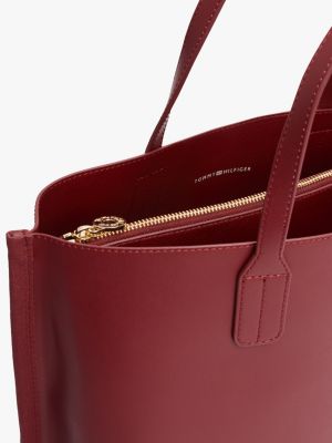 satchel con pochette e monogramma th rosso da donne tommy hilfiger