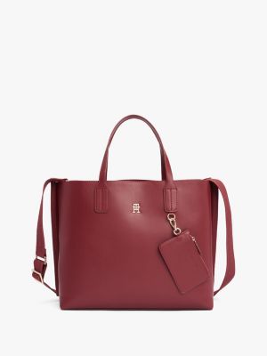 red th monogram coin purse satchel for women tommy hilfiger