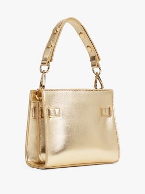 yellow heritage metallic satchel for women tommy hilfiger