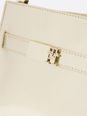 satchel heritage con finitura metallizzata giallo da donne tommy hilfiger