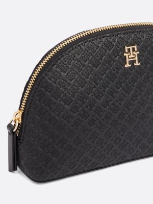 trousse de toilette à monogramme th gaufré noir pour femmes tommy hilfiger