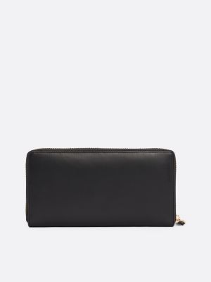 black leather zip-around wallet for women tommy hilfiger