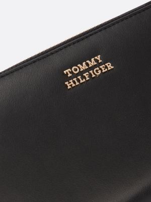 portafogli in pelle con chiusura zip nero da donne tommy hilfiger