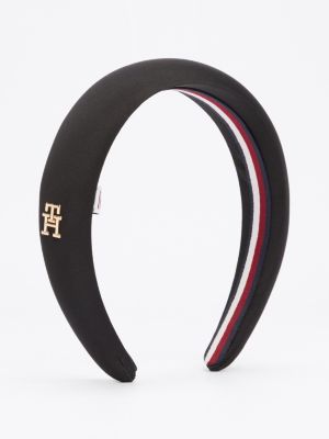 black chic diadeem met th-monogram voor dames - tommy hilfiger