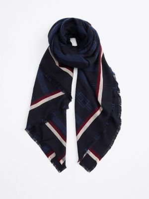 foulard essential in jacquard con bandierine multicolore da donne tommy hilfiger