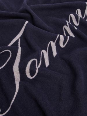 blau chic schal mit logo und fransen für damen - tommy hilfiger