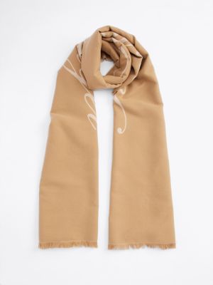 beige chic logo frayed scarf for women tommy hilfiger