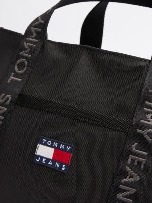 black essential repeat logo tote for women tommy jeans