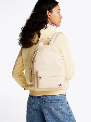 white essential logo plaque dome backpack for women tommy jeans