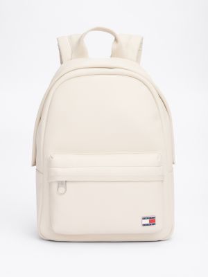 white essential logo plaque dome backpack for women tommy jeans