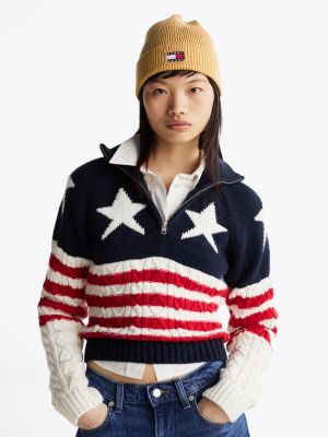 beige heritage logo rib-knit beanie for women tommy jeans