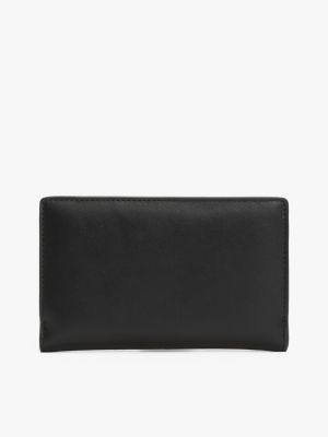 black metal logo leather wallet for women tommy hilfiger