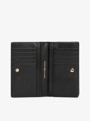 black metal logo leather wallet for women tommy hilfiger